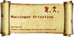 Maczinger Krisztina névjegykártya